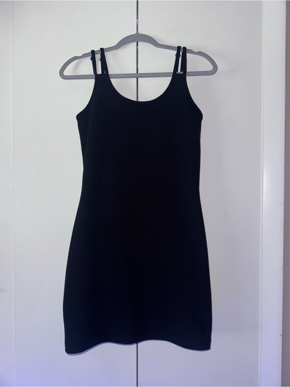 Women's Black Double-Strap Mini Dress